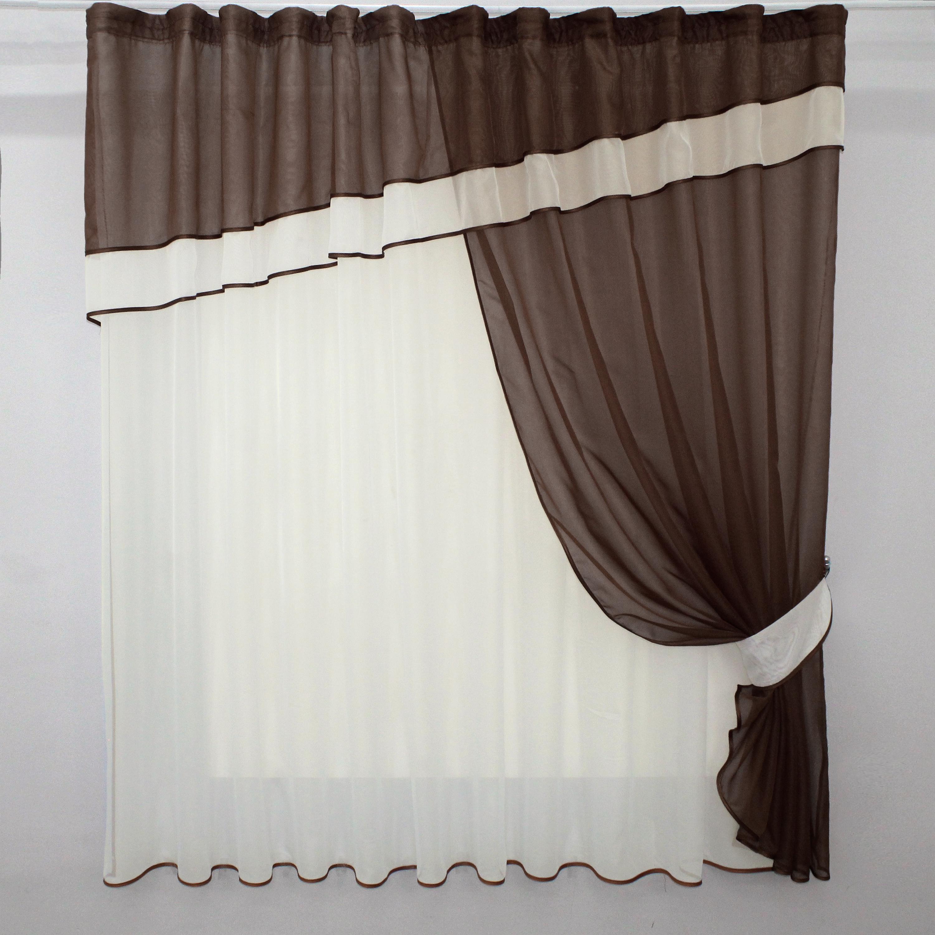 Занавеска кухонная VR-Textil № 018к с ламбрекеном 270х170 см Венге/Молочный (50-214) - фото 1 Занавеска кухонная VR-Textil № 018к с ламбрекеном 270х170 см Венге/Молочный (50-214) - фото 1