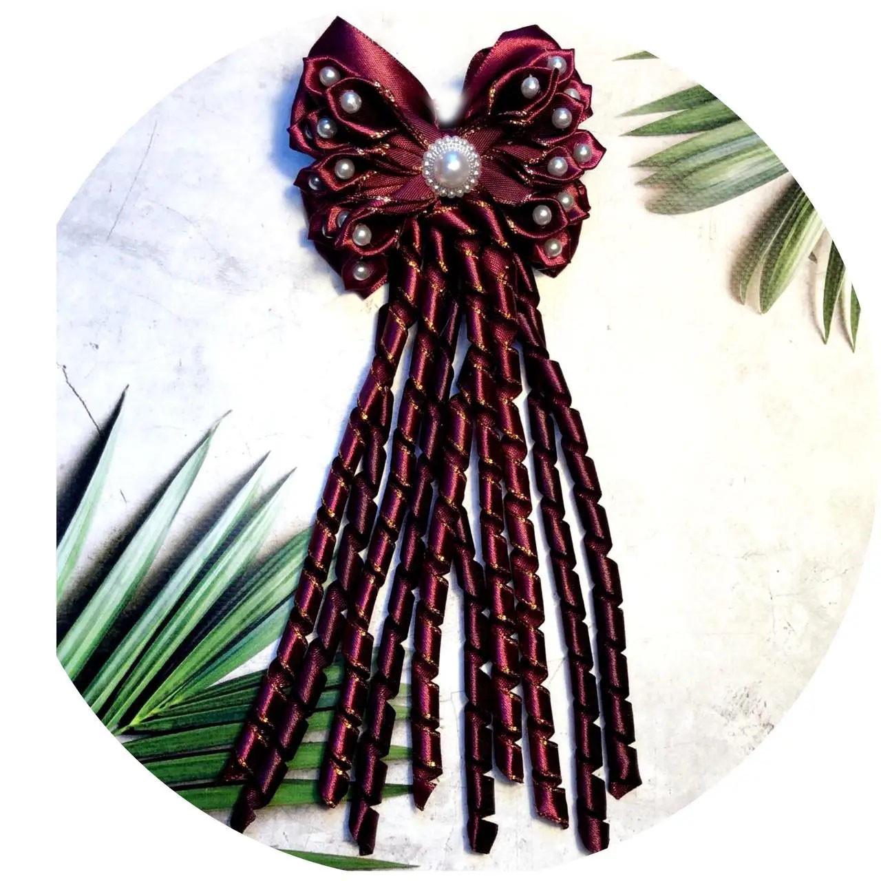 Бантик детский на заколке Бордовый (10009)