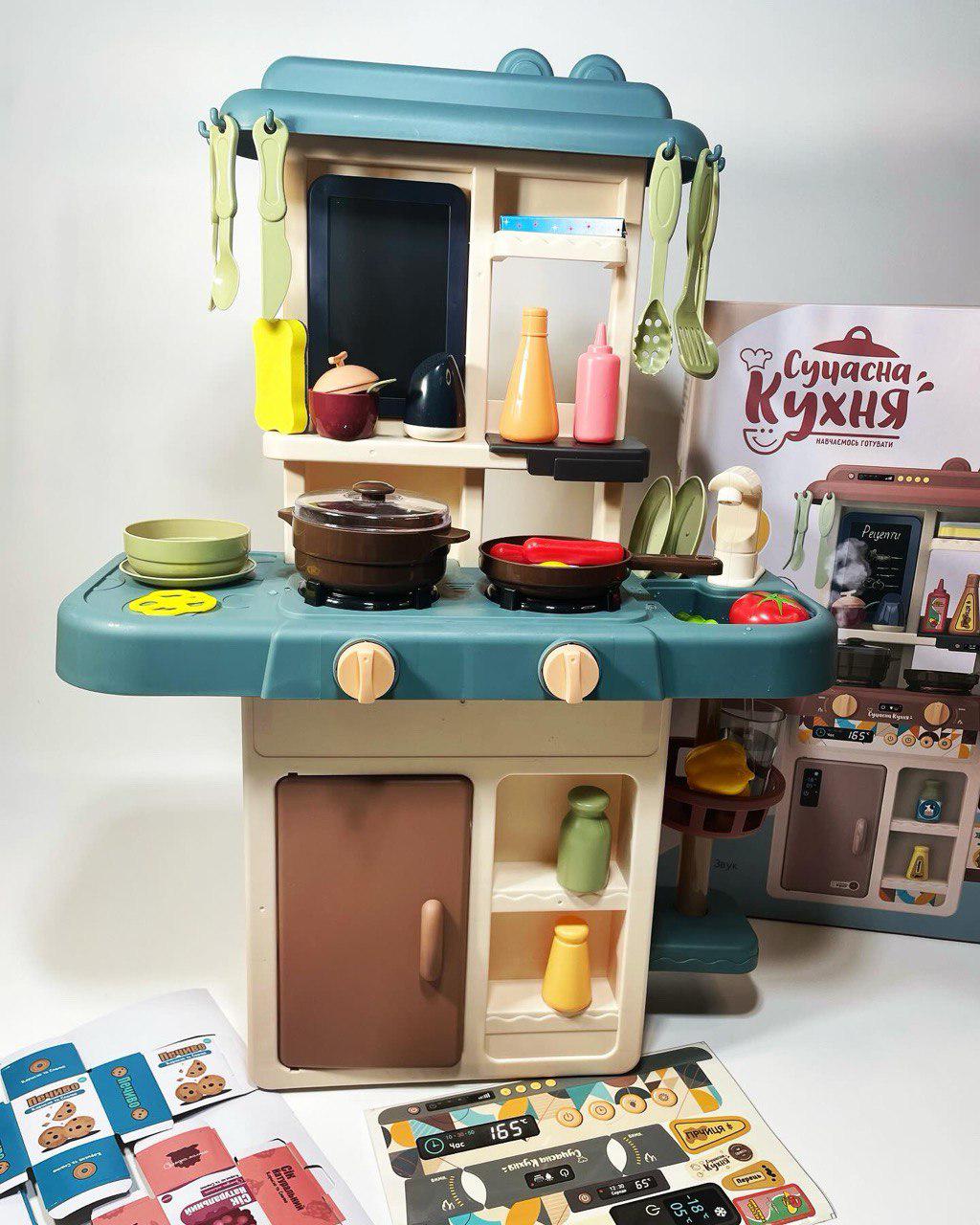 Кухня детская TK Group свет/звук/пар/льется вода/в коробке 42 элементов 63 см Голубой