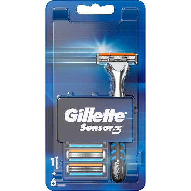 Станок для гоління чоловічий GILLETTE Sensor Excel 3 та 6 змінних касет