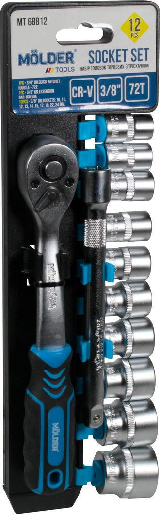 Набор торцевых головок Molder Tools с трещоткой 12 шт. 3/8 (MT68812)
