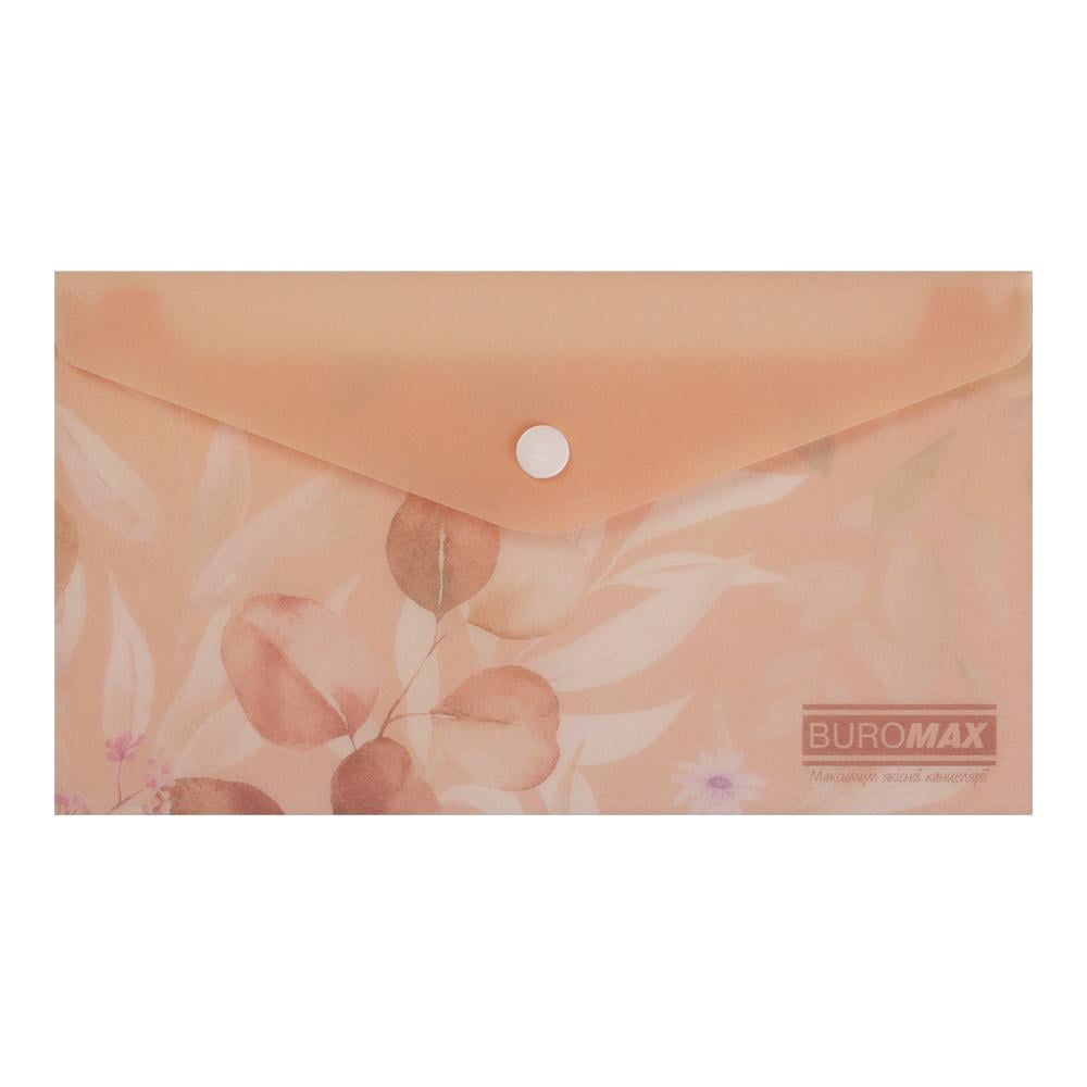 Папка-конверт Buromax Peach Arabeski на кнопке DL полипропилен Персиковый (BM.3853-46)