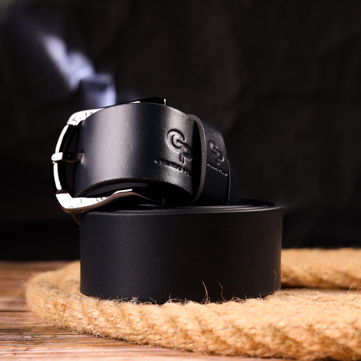 Ремень мужской кожаный Grande Pelle Leather Belt 21471 Синий - фото 8