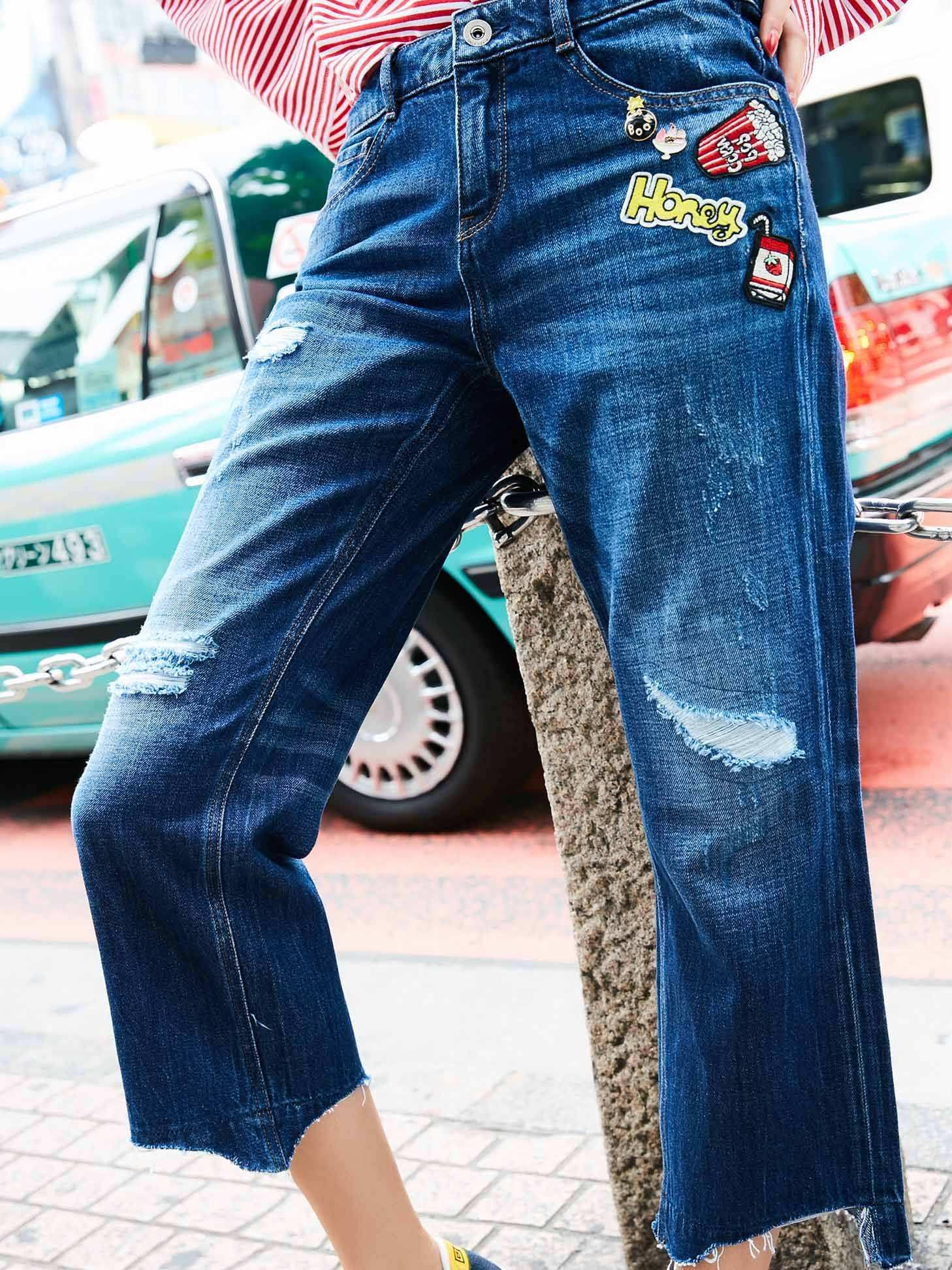 Джинсии Only зі стікерами вкорочені бавовна Синій (29549315) Джинсии Only зі стікерами вкорочені бавовна Синій (29549315)