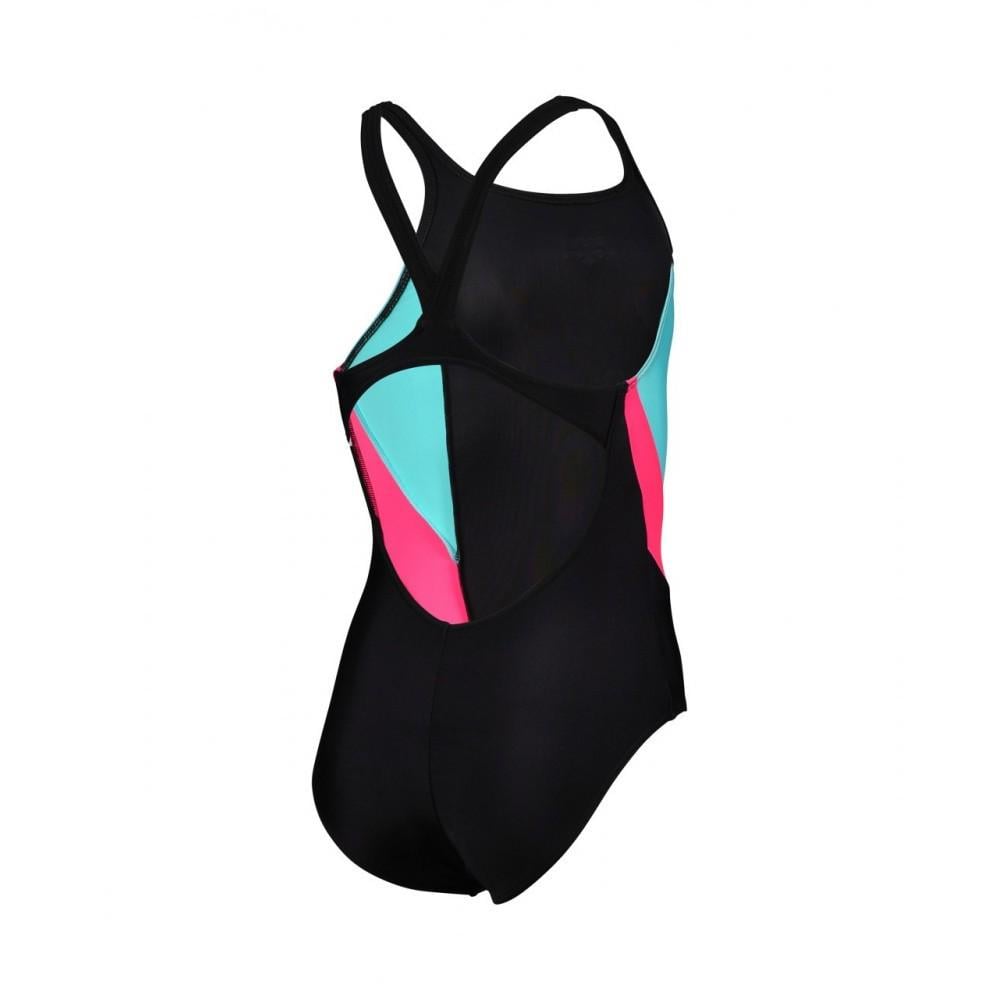 Купальник закрытый для девочек Arena SWIMSUIT V BACK PANEL 116 см Черный/Розовый/Бирюзовый (005920-598 116) - фото 2