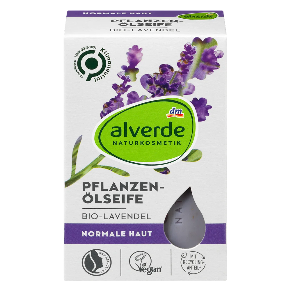 Мило тверде Alverde Naturkosmetik з рослинною олією та органічною лавандою 100 г