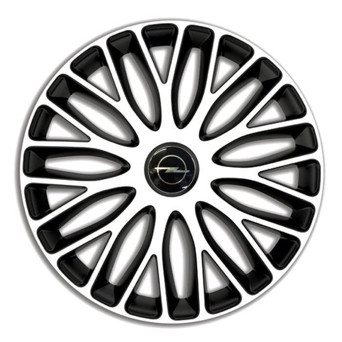 Колпаки для колес 4 Racing Mugello R15 c логотипом Opel 4 шт. White/Black
