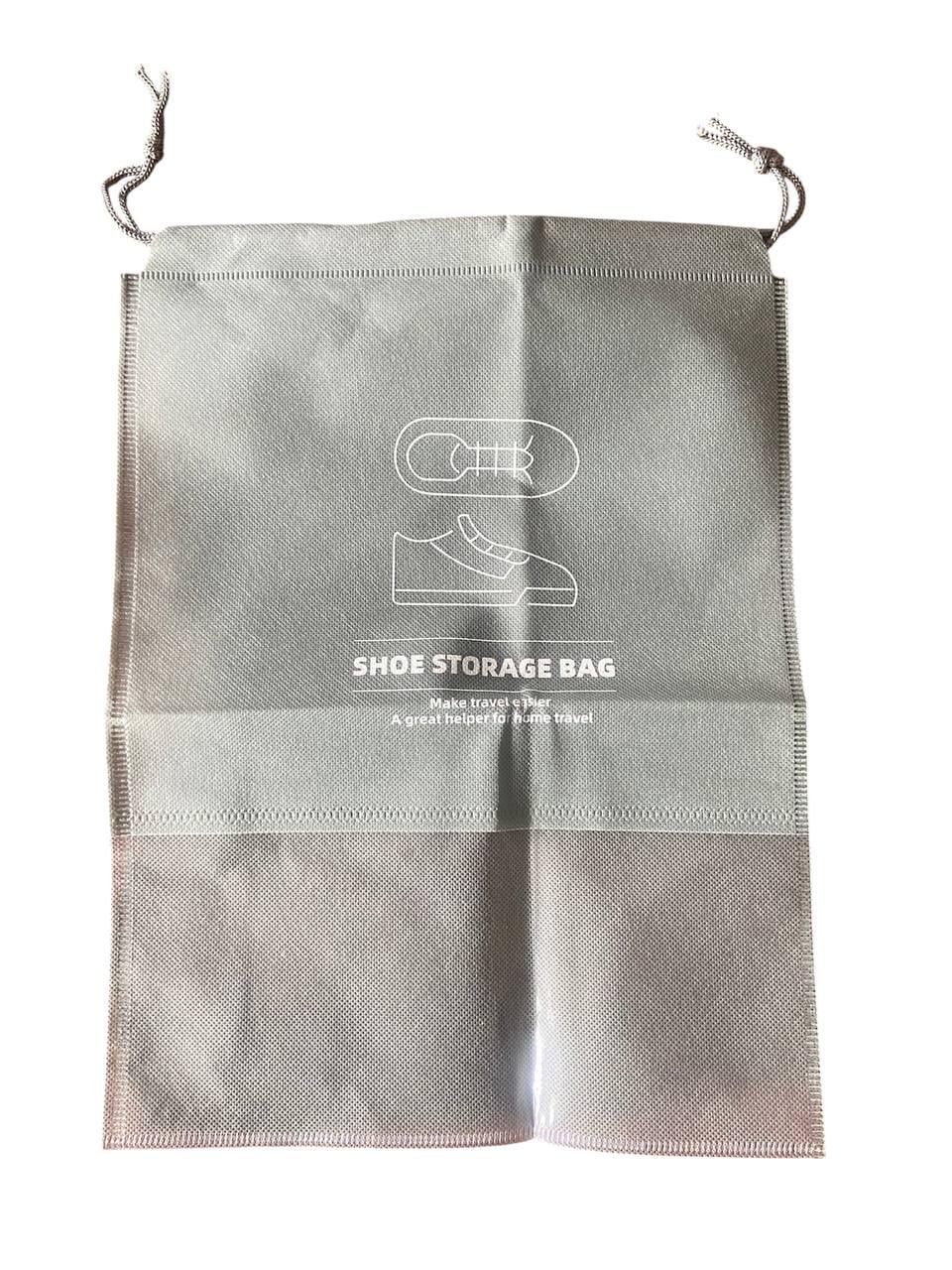 Органайзер для обуви с окошком Shoe Storage Bag на затяжках 27х36 см Серый/Прозрачный (33734121)