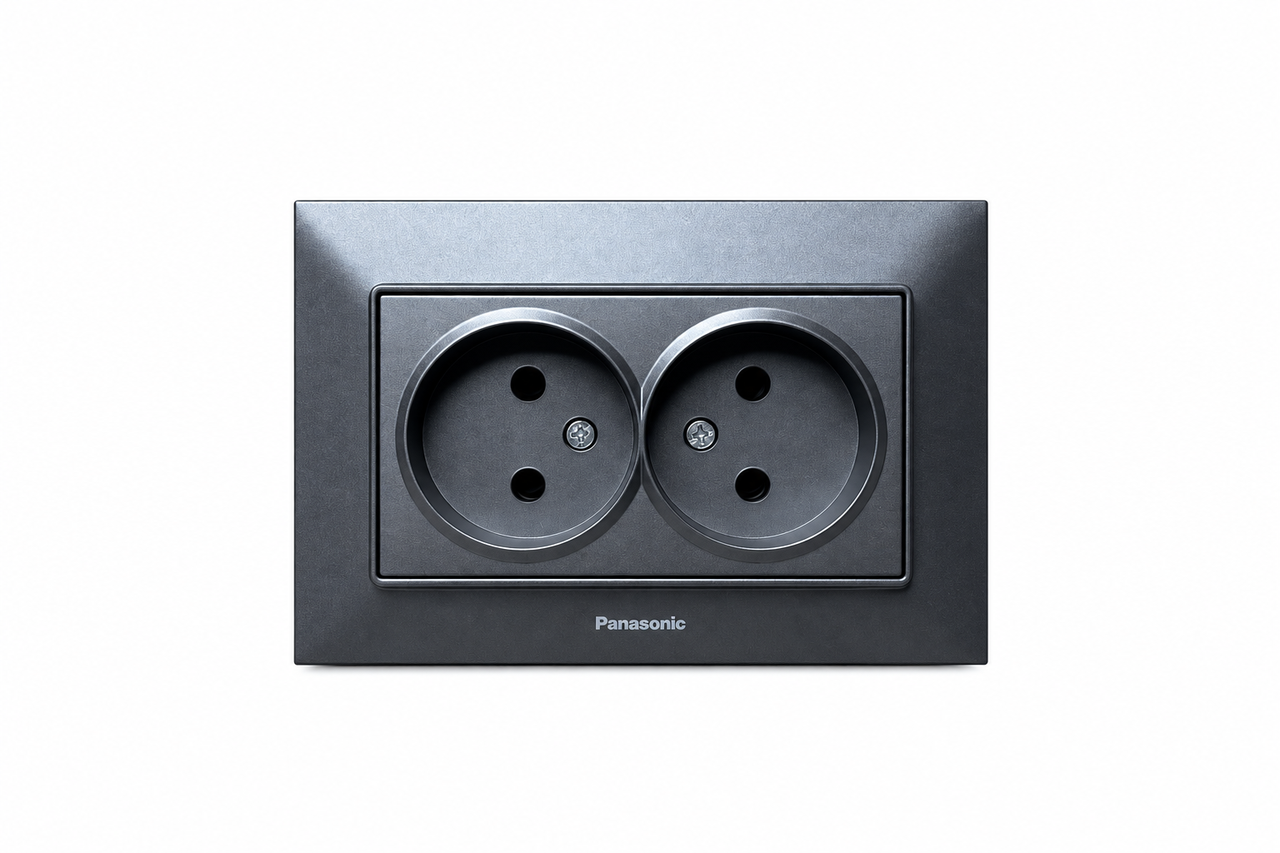 Розетка 2-на димчаста Panasonic Arkedia Slim