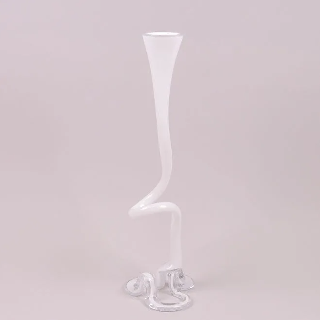 Ваза стеклянная фигурная Flora 60 см Белый (8197)