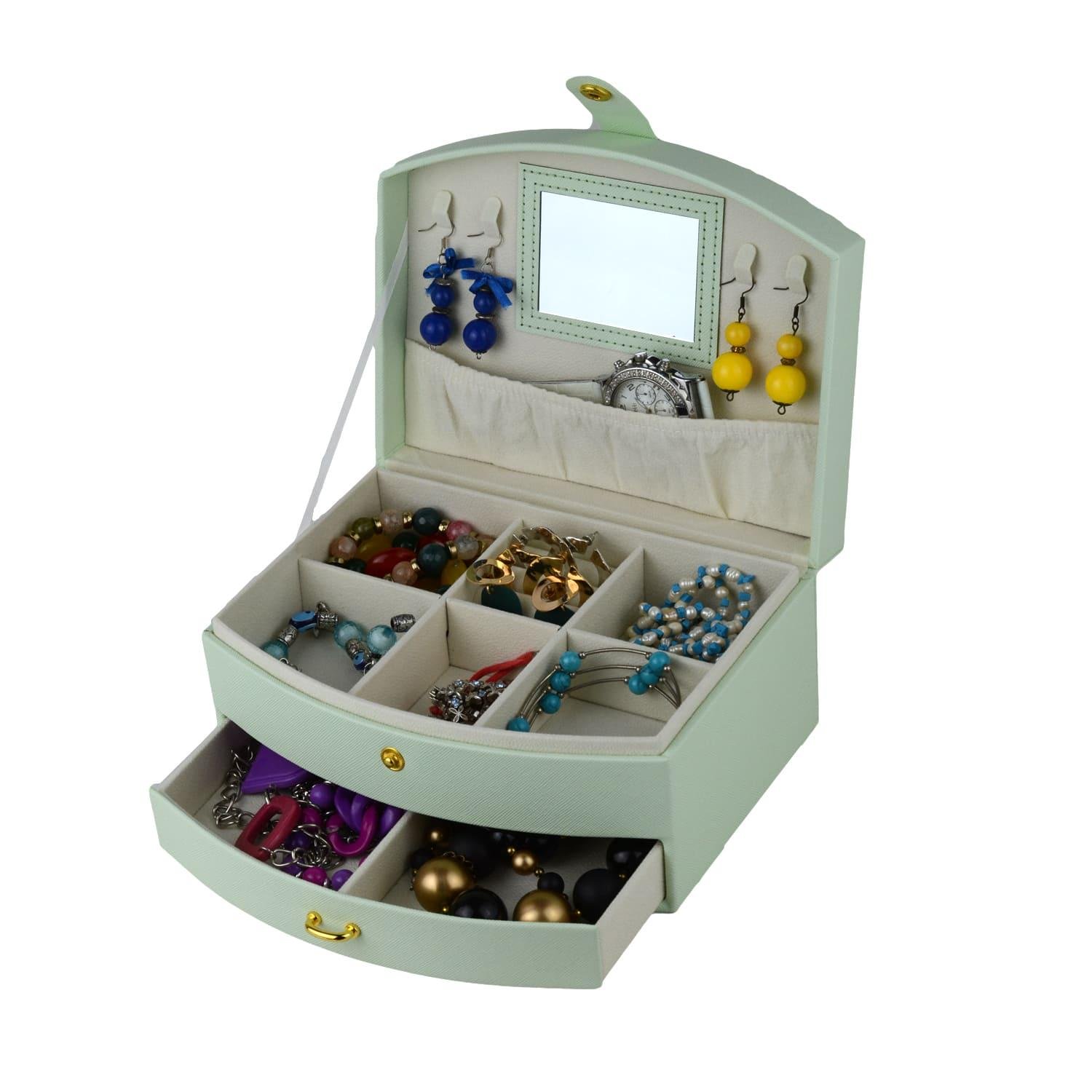 Шкатулка для украшений с зеркалом 20,5х15,5х10 см Зеленый (ШДД-23-2) - фото 1 Шкатулка для украшений с зеркалом 20,5х15,5х10 см Зеленый (ШДД-23-2) - фото 1