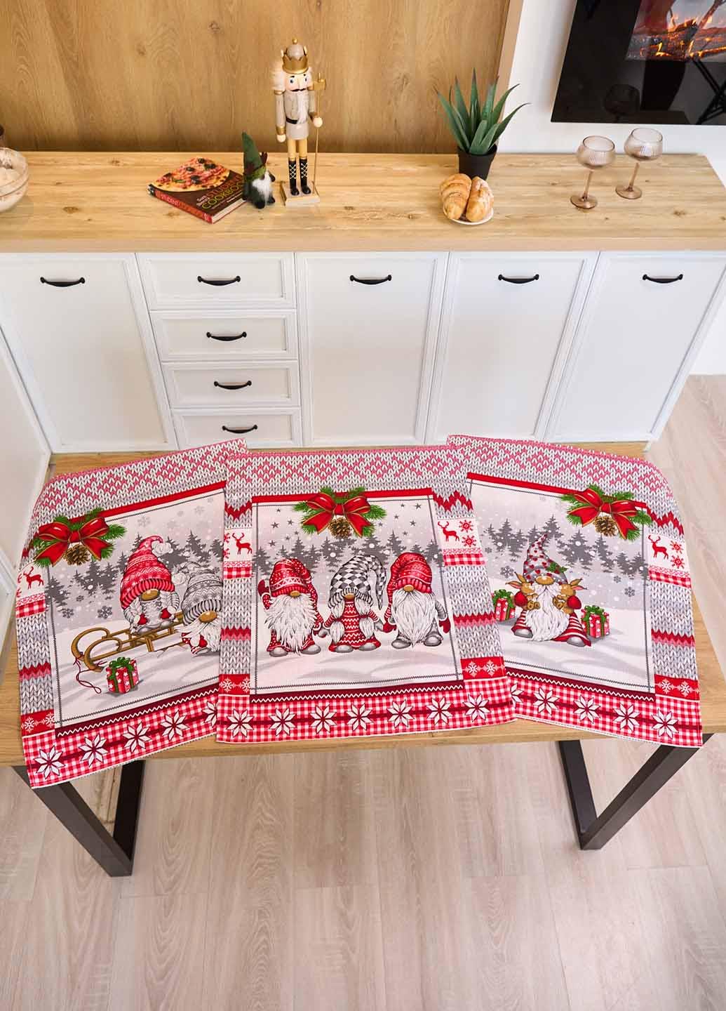 Набор вафельных полотенец новогодний Гномы 60х47 см 3 шт.