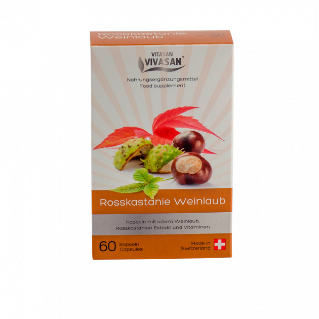 Кінський каштан та виноградне листя Vivasan 60 шт. - фото 1