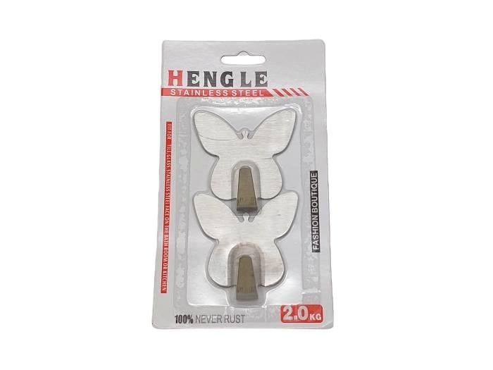 Гачок-тримач для рушників на липучці Метелик з нержавіючої сталі 6х6 см 2 шт. (609341082)