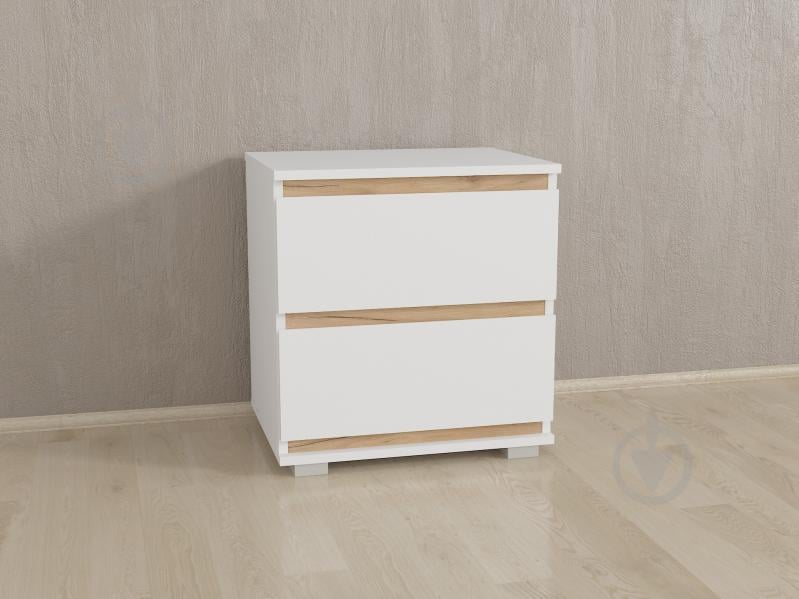 Прикроватная тумбочка Forte Alicia Ш 502 / В 535 / Г 390 Белый-Дуб крафт планки