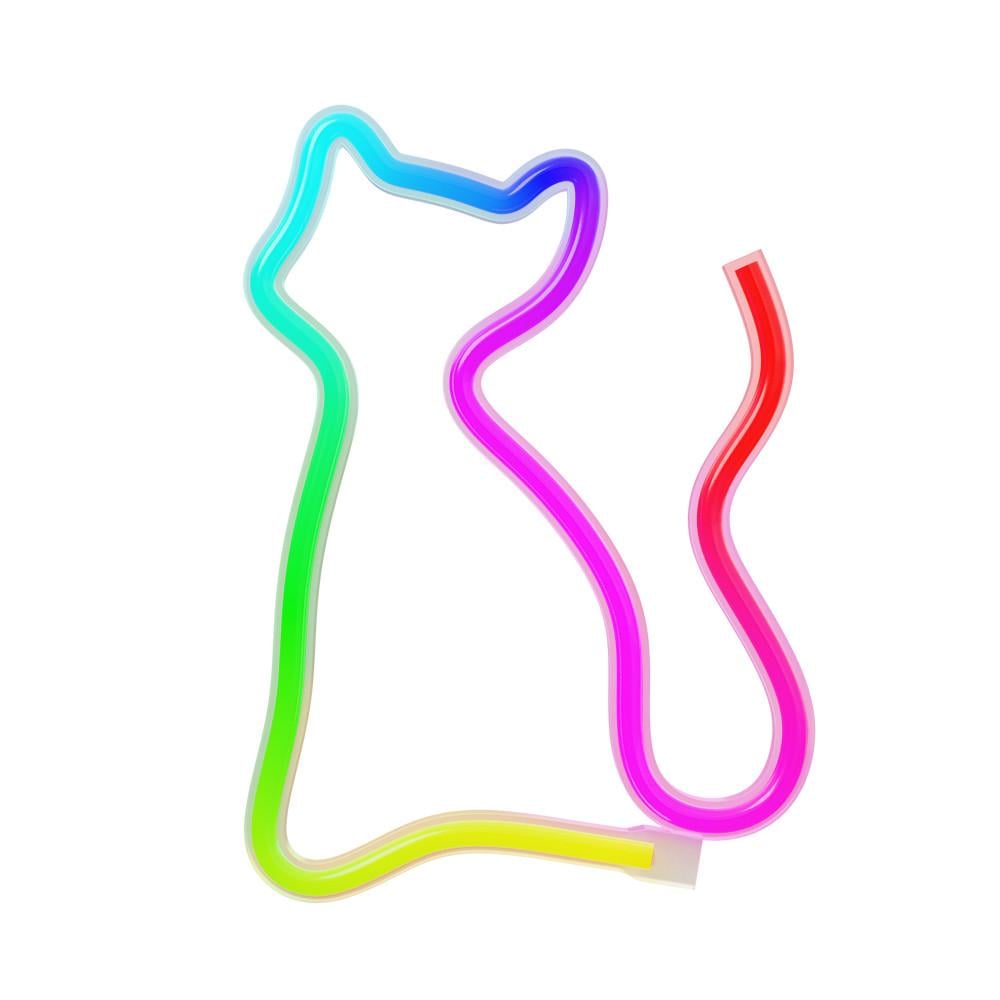 Неоновый светильник Кот многоцветный RGB USB 17x23 см