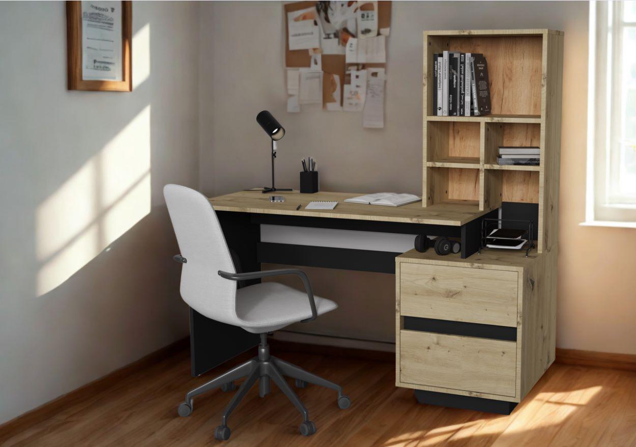 Компьютерный стол Intarsio HECTOR_D/C_R 150х60 Дуб артизан/Черный (28710944) - фото 4 Компьютерный стол Intarsio HECTOR_D/C_R 150х60 Дуб артизан/Черный (28710944) - фото 4