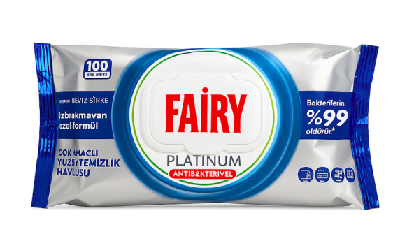 Антибактеріальні вологі серветки для прибирання Fairy Platinum 100 шт.