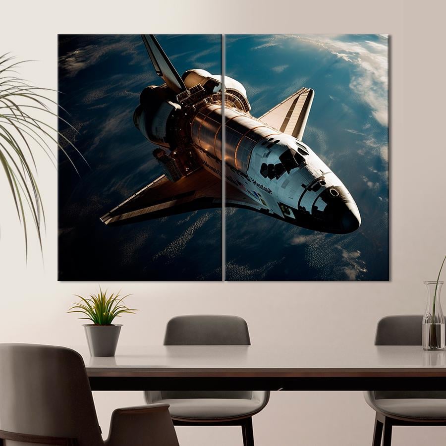 Картина космос Космический шатл на фоне Земли 71x51 см (A1284-2)
