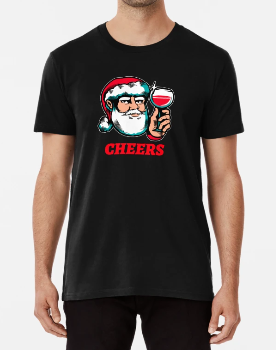 Футболка мужская новогодняя Stedman с принтом Cheers Santa L Черный (НГ84-3)