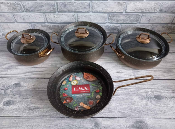 Набір посуду OMS з антипригарним покриттям для індукціі 7 предметів Bronze (3044-ind-bronze) - фото 7 Набір посуду OMS з антипригарним покриттям для індукціі 7 предметів Bronze (3044-ind-bronze) - фото 7