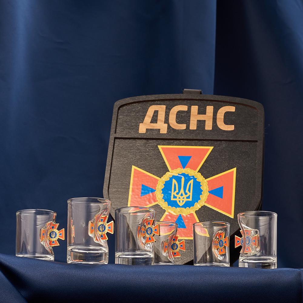 Подарочный набор рюмок с шевроном ГСЧС маленький (28421072)