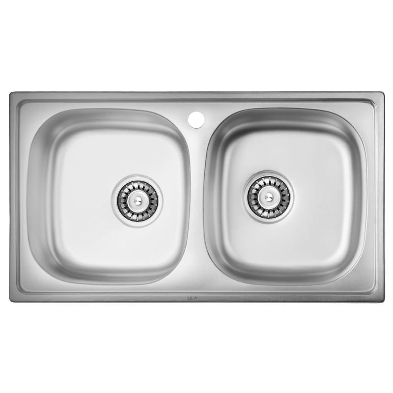 Мойка для кухни прямоугольная стальная двойная 7843 ULA 5104 ZS Micro Decor 08 ULA5104DEC08 (35592)