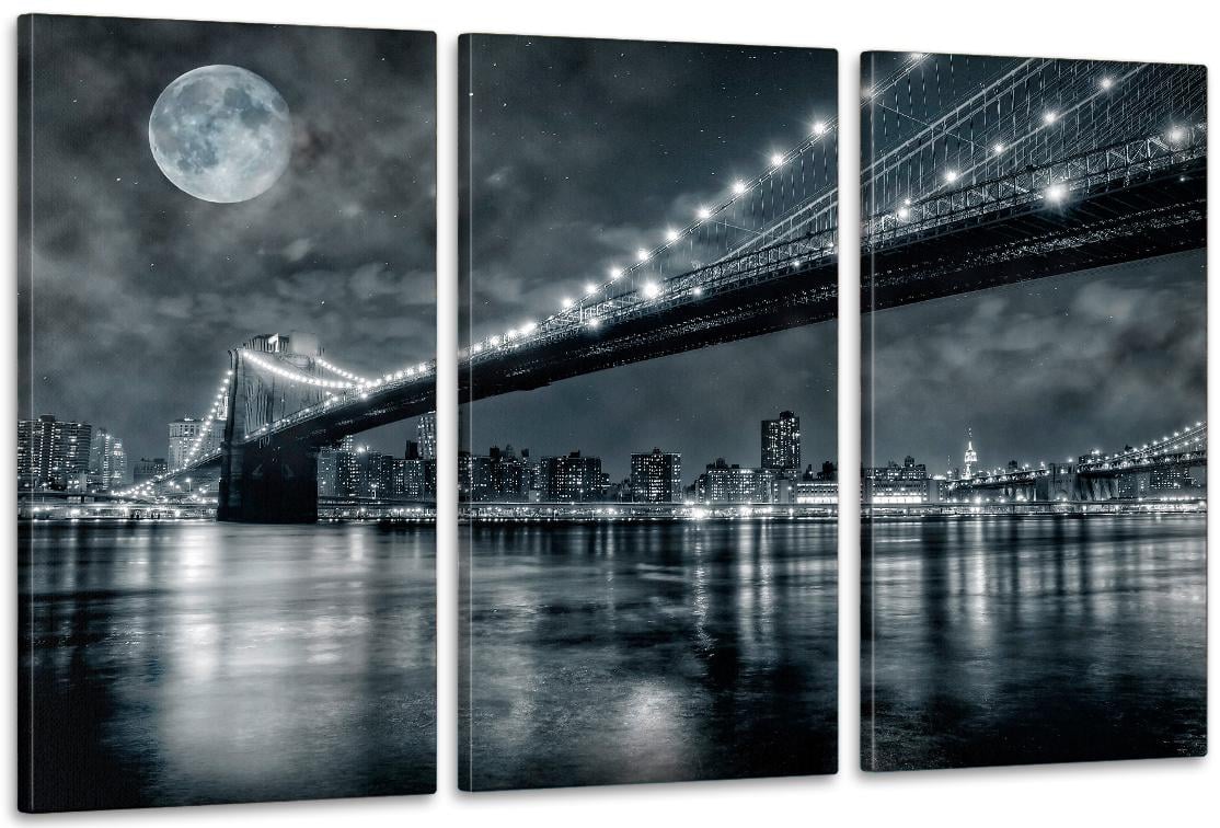 Картина модульная в гостиную/спальню Город ночью 70х130 см (ART-317_3A)