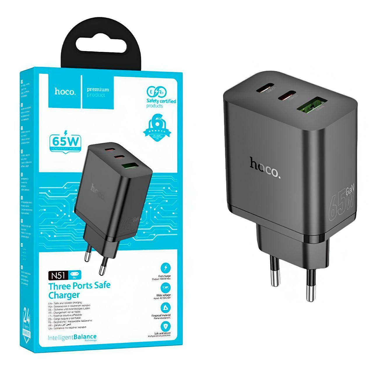 Зарядное устройство Hoco N51 PD65W 2C1A Черный (24879924)