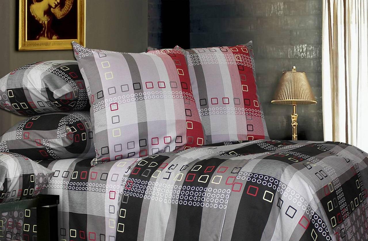 Комплект постельного белья Еней-плюс Т0429 двуспальный Серый/Черный