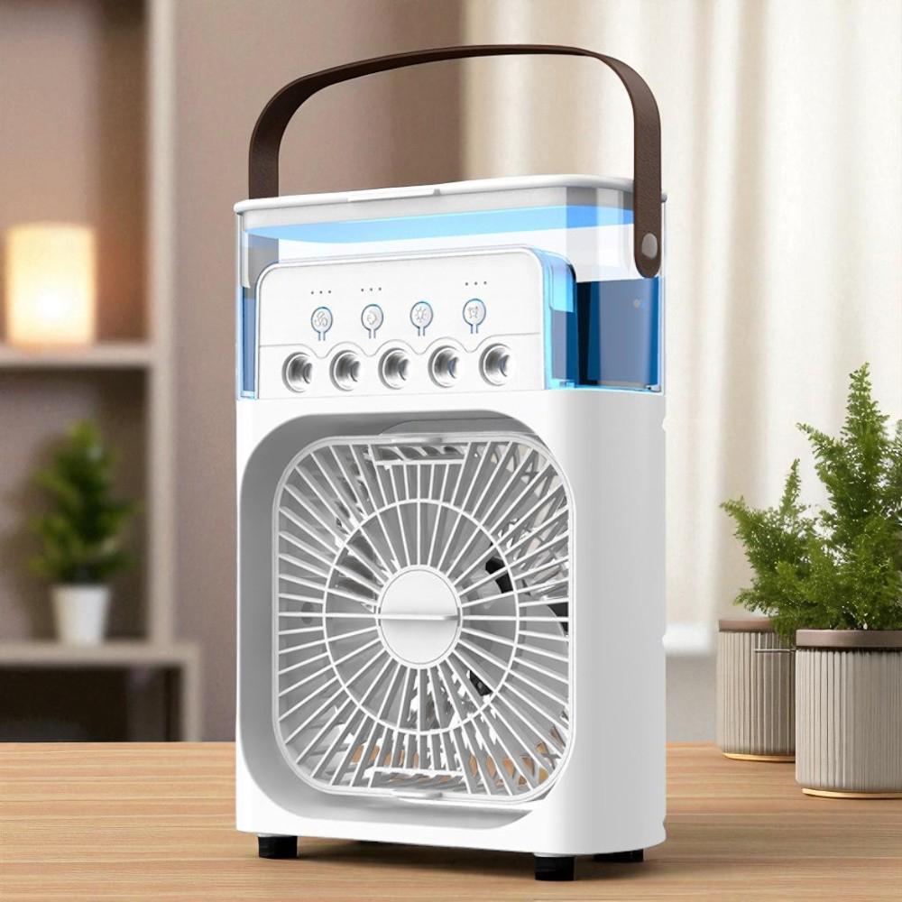 Вентилятор міні портативний з зволожувачем повітря USB-Type C 3 режими LED підсвічування 10 Вт Білий (27435977)