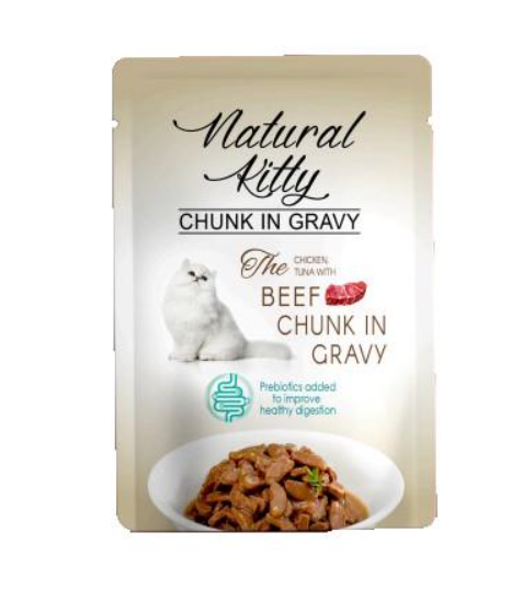 Корм влажный для кошек Natural Kitty Chunk in Gravy Chicken Tuna with Beef курица/тунец/говяжья печень в соусе 85 г