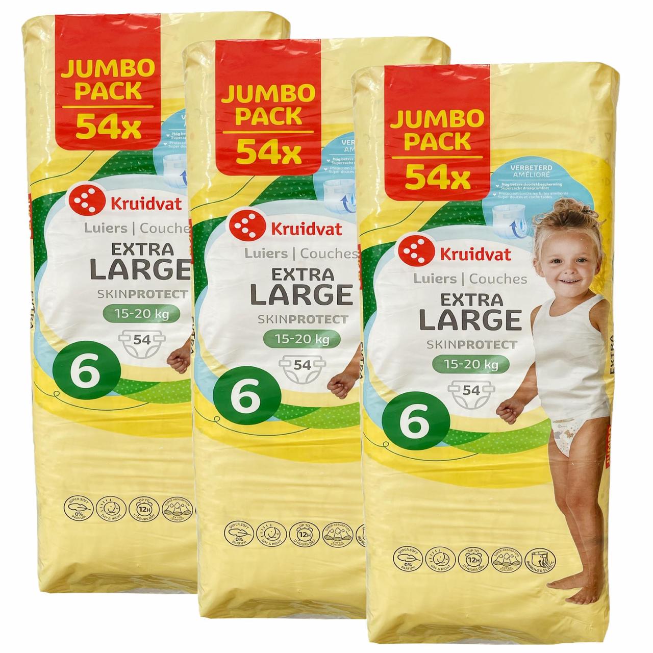 Підгузки дитячі Kruidvat 6 Extra Large JUMBOPACK 15-20 кг 162 шт. (26755656)
