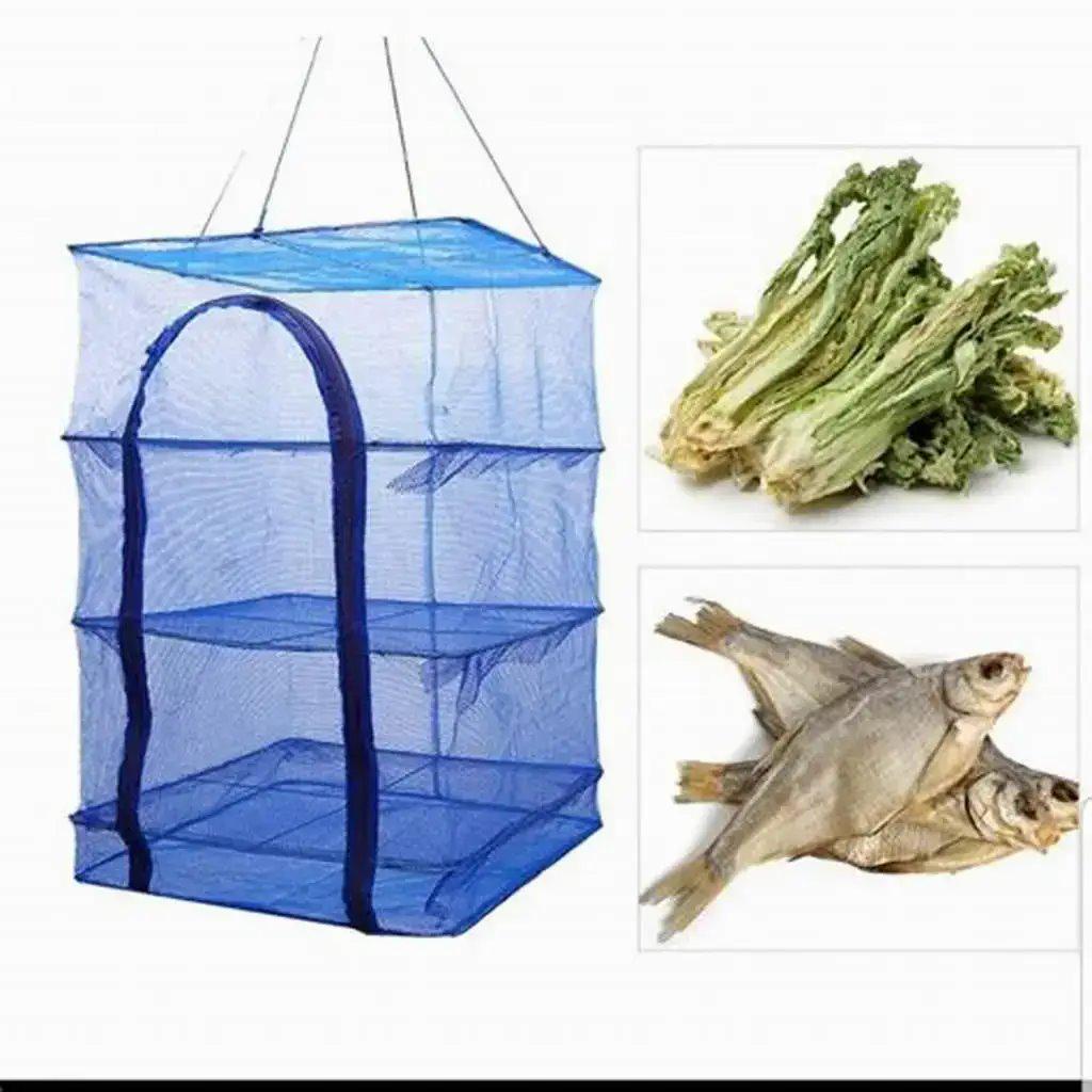 Сетка для сушки рыбы мяса овощей грибов 35x35x75 см Синий - фото 6