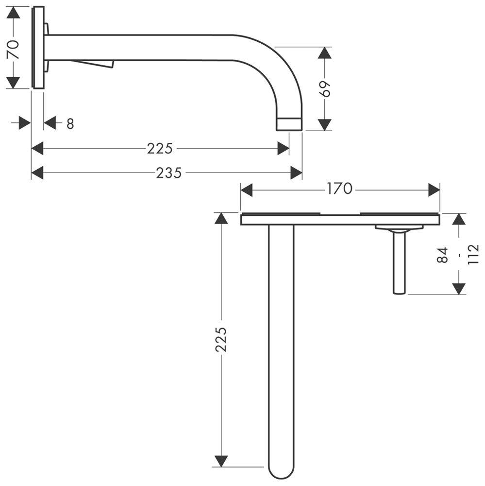 Часть внешняя смесителя Hansgrohe AXOR Uno² 38115000 настенный однорычажный Хром (170741) - фото 2