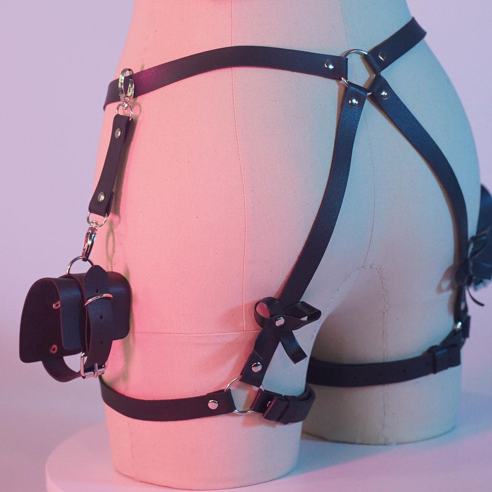 Комплект портупея на ноги шкіра Чорний - фото 2 Комплект портупея на ноги шкіра Чорний - фото 2