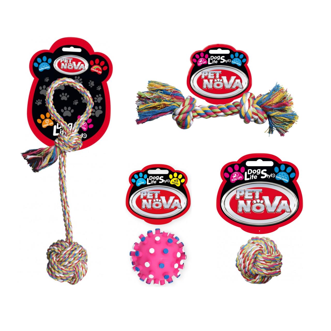 Набор игрушек для собак Pet Nova Канат с мячом S (ROPE-RBL-S)