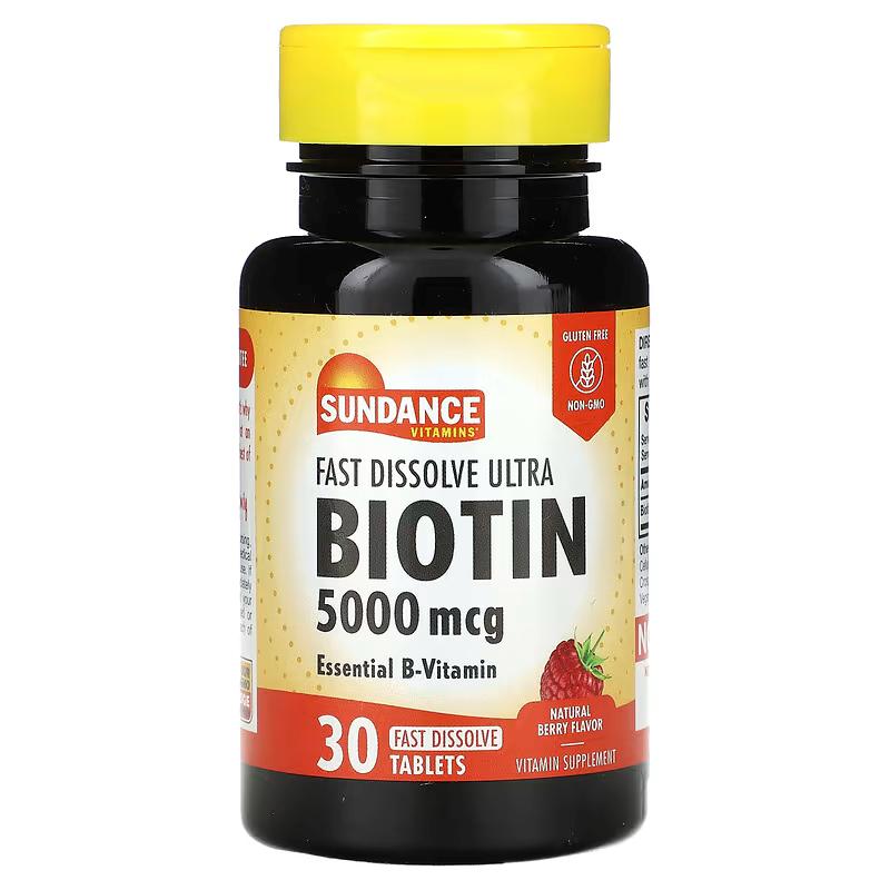 Биотин Sundance Vitamins Fast Dissolve Ultra Biotin Natural Berry 5000 мг