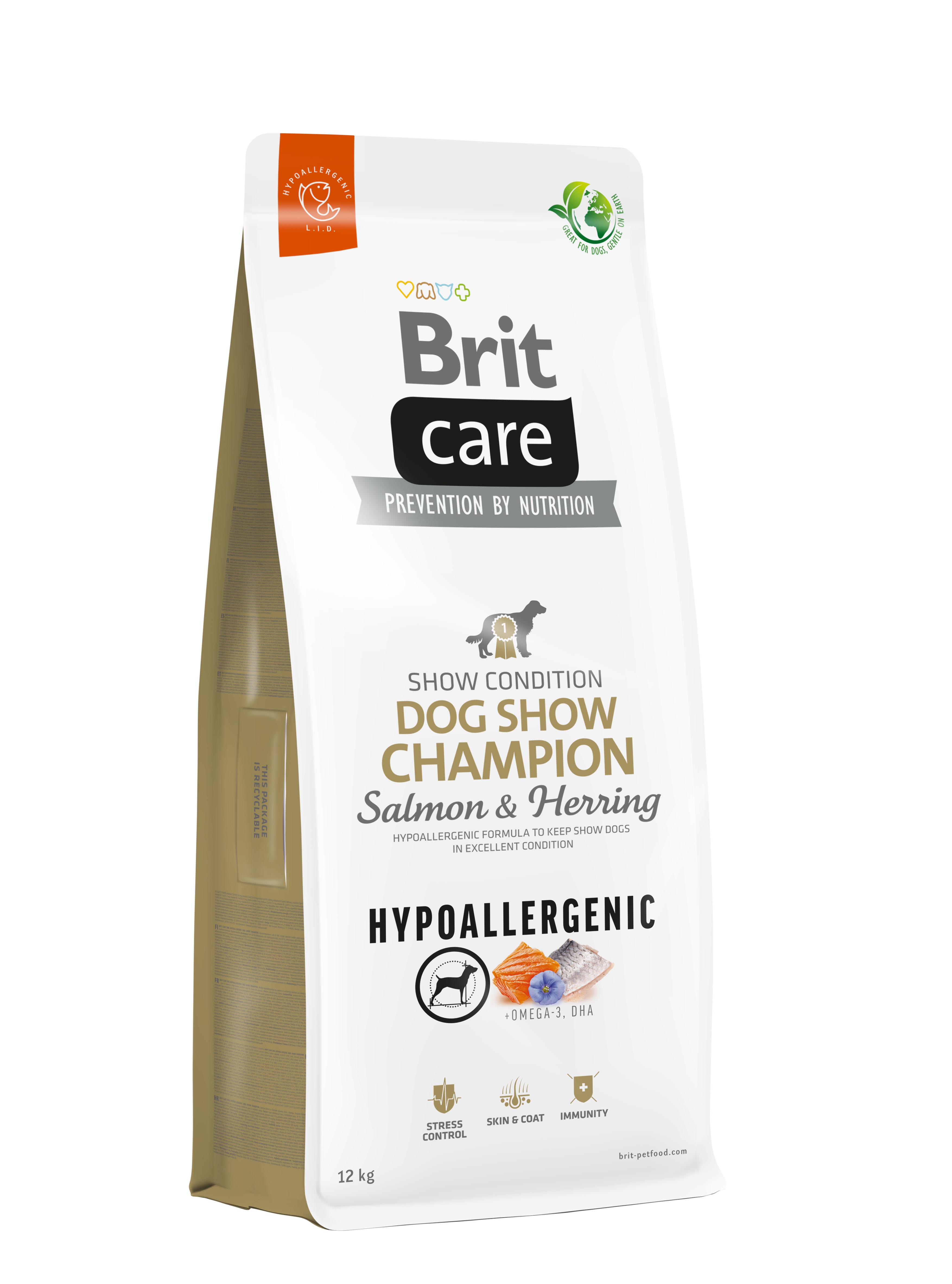 Корм для выставочных собак Brit Care Dog Hypoallergenic Dog Show Champion с лососем и селедкой 12 кг (172228)