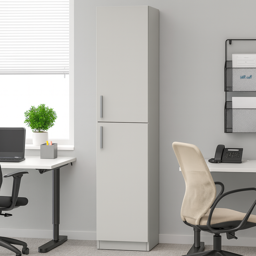 Шафа книжкова Kompanit КШ-13 ЛДСП з полицями та дверцятами 35х37х159 см Німфея альба (31762248)