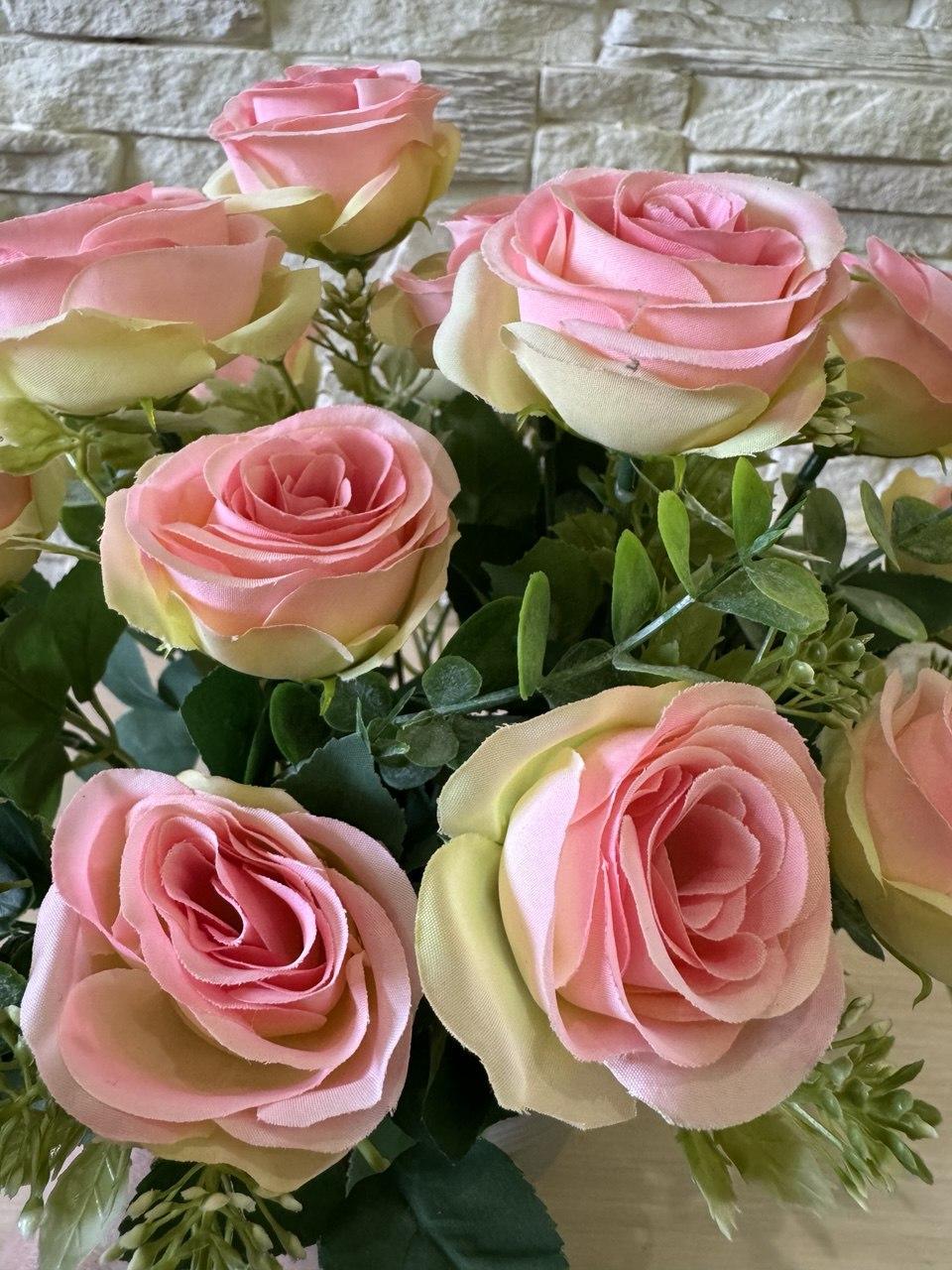 Букет троянди в кашпо ПЛАСТМАКС Рожевий (R0203) - фото 4