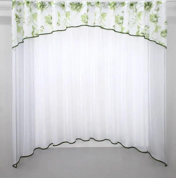 Кухонная занавеска арка 270х170 см Салатовый/Белый (036к)