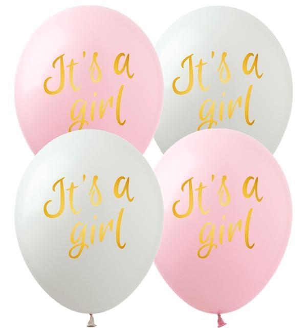 Воздушные шарики It's a girl натуральный латекс 10 шт. Ø 30 см