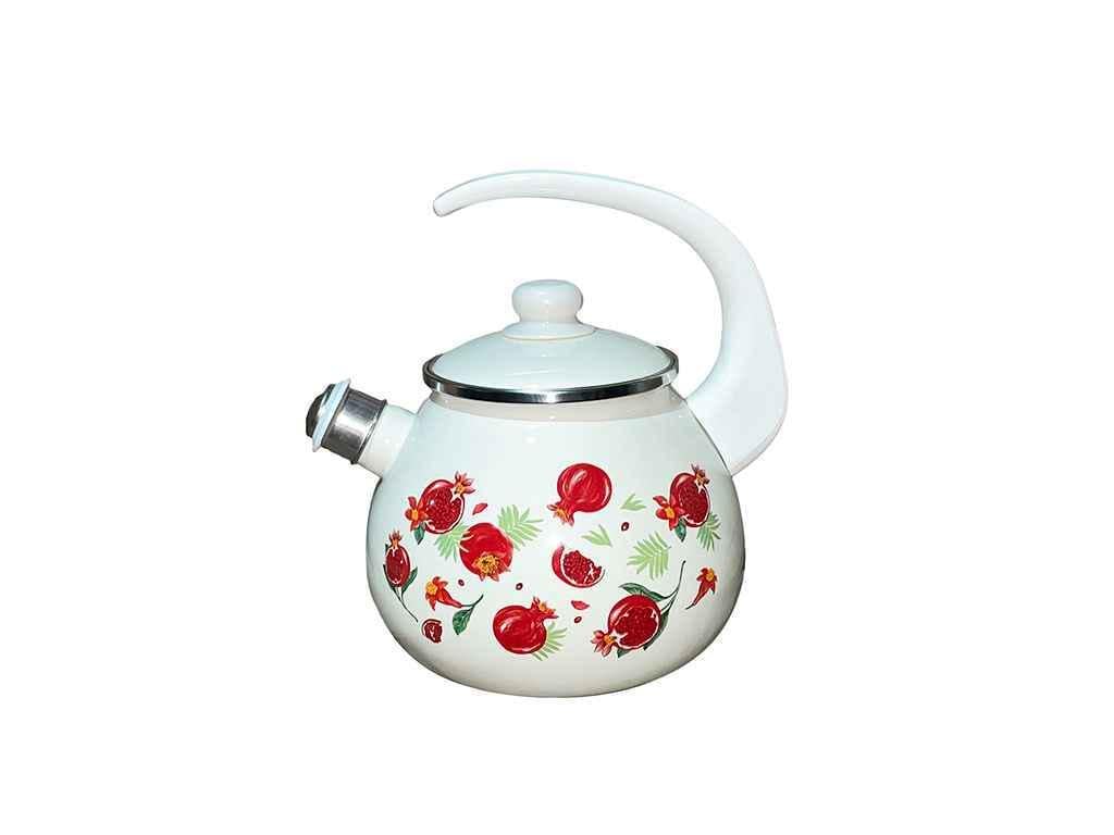 Чайник Idilia Гранат эмалированный со свистком 2,5 л Молочный (I2711/2)