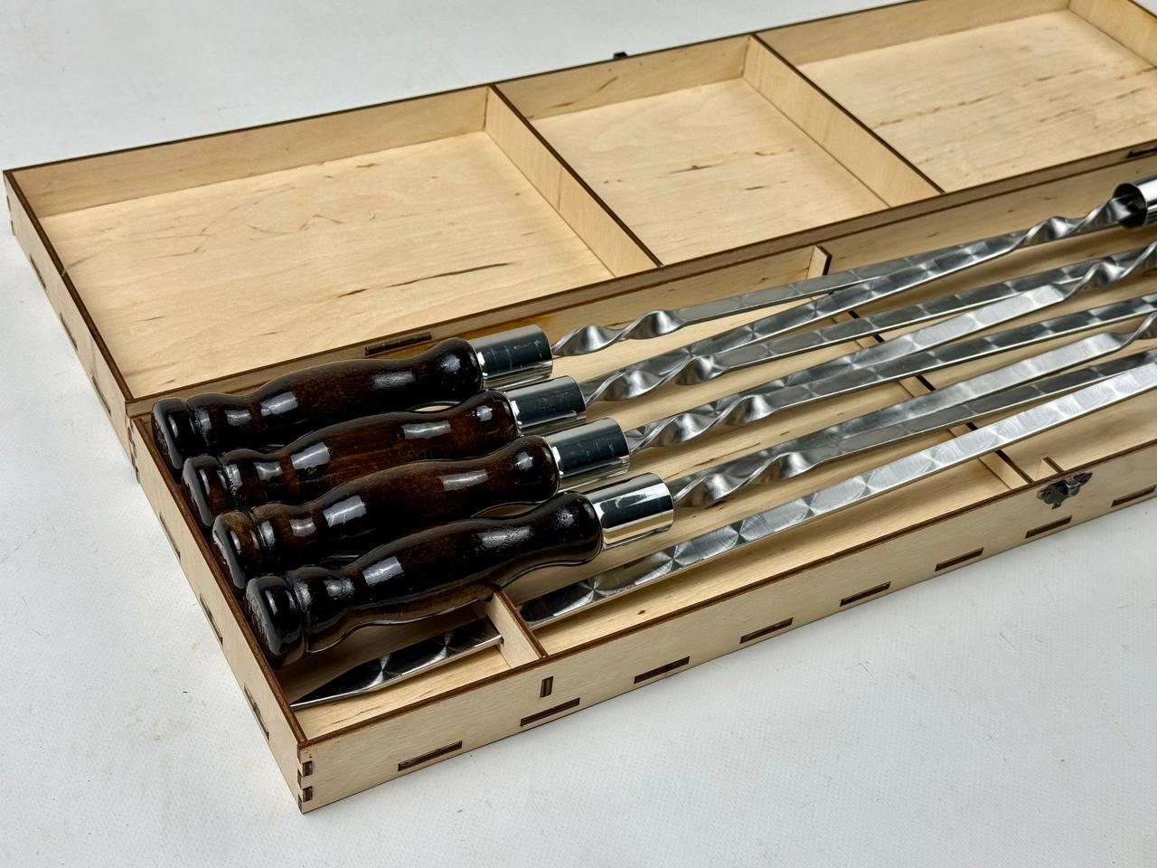 Набор шампуров в кейсе Вуд из нержавеющей стали в кейсе 8 шт. (21-10-NB-3010) - фото 2 Набор шампуров в кейсе Вуд из нержавеющей стали в кейсе 8 шт. (21-10-NB-3010) - фото 2