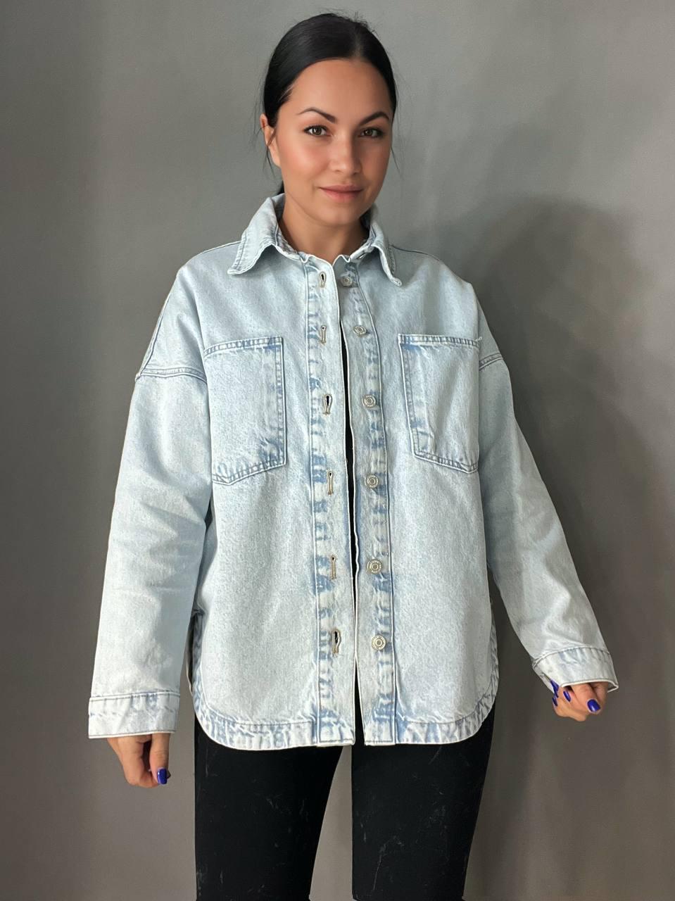 Сорочка жіноча XRAY 2038 джинсова оверсайз XS Блакитний - фото 1