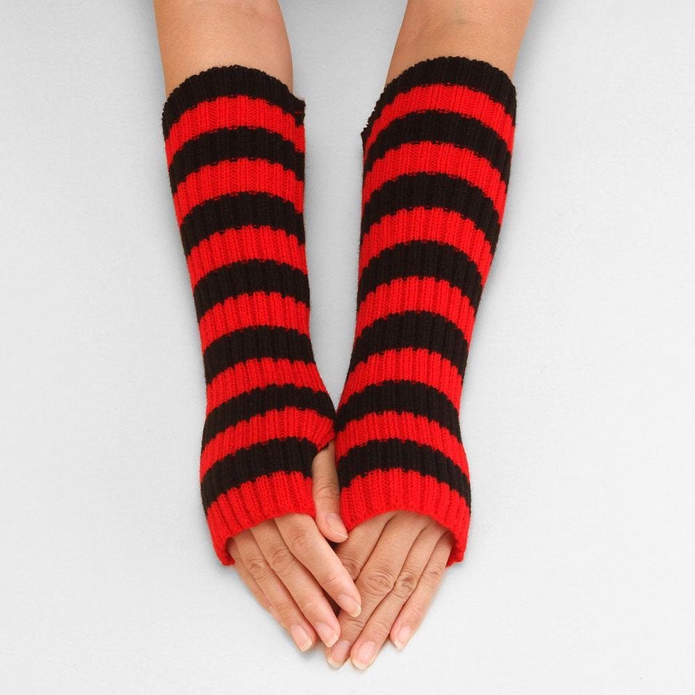 Митенки в полоску рубчик One Size Черно-красный (2063) Митенки в полоску рубчик One Size Черно-красный (2063)