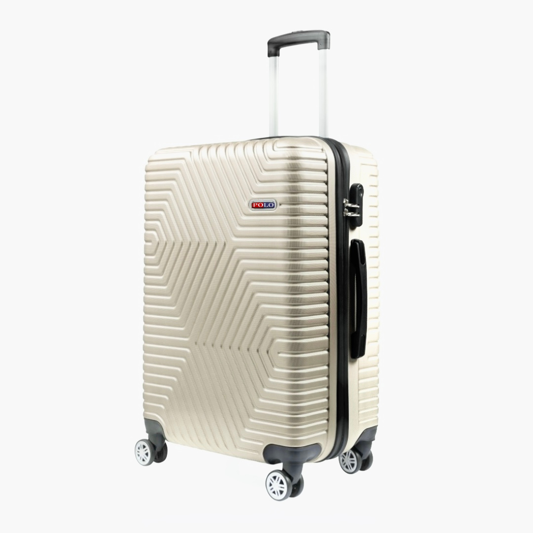 Чемодан Polo ПК017-L поликарбонат на 4-х двойных колесах большой L 120 л Молочный