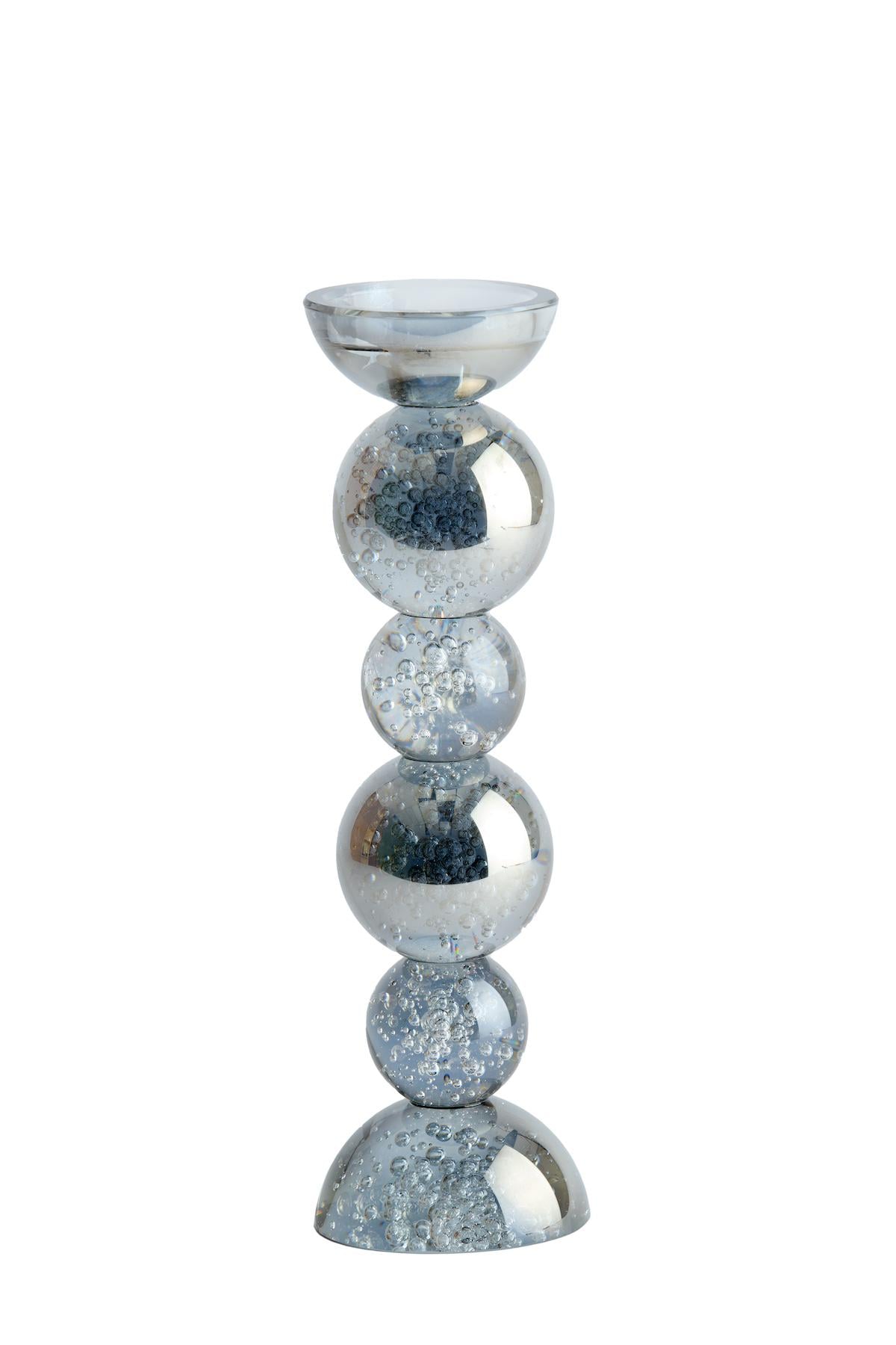 Подсвечник Light&Living стеклянный фигурный 34 см Пепельный