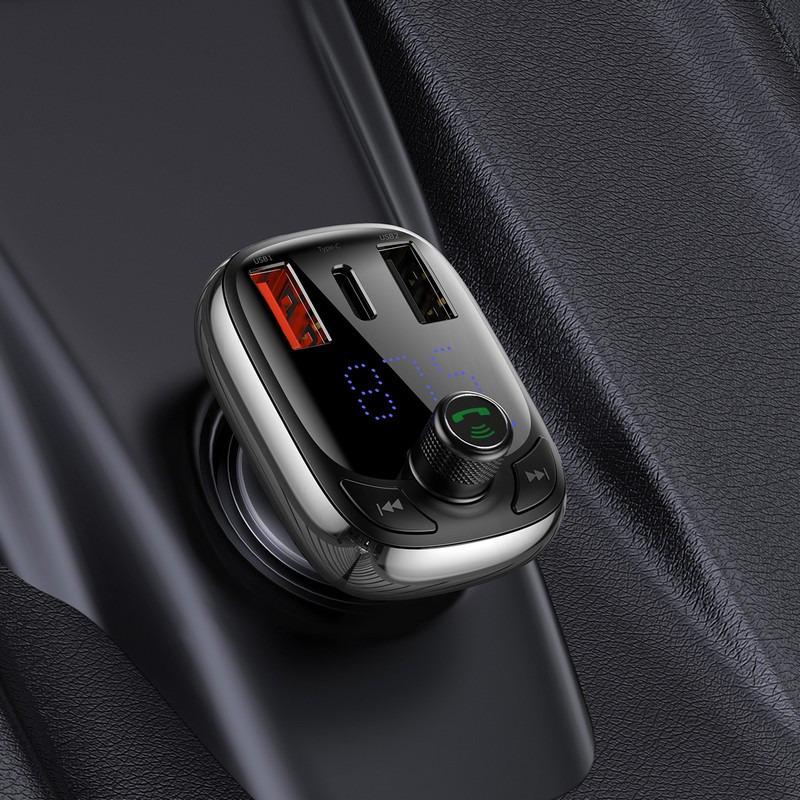 FM-модулятор BASEUS Type-s bluetooth MP3 charger with car с функцией зарядного устройства Black (CCTM-B01) - фото 5